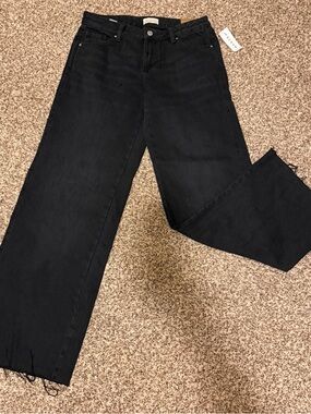New with tags Pacsun Black Low-Rise Baggy Jeans wide leg 26 raw edge